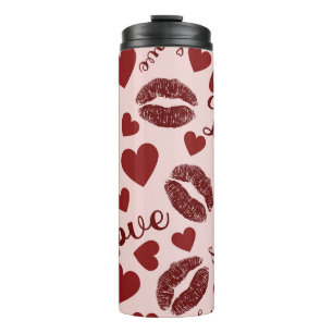 PINK & RED VALENTINE LIEBE LUSH LIPS & HEARS THERMOSBECHER