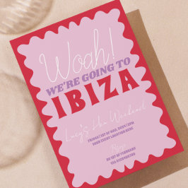 Pink Red Wavy Ibiza Hen Weekend Party Einladung
