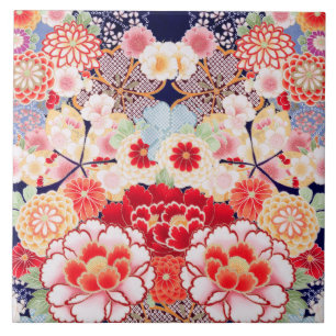 PINK RED WHITE BLUME Peony, Rose Japanisches Blume Fliese