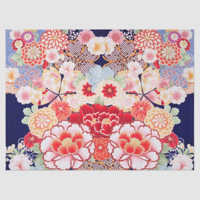 PINK RED WHITE BLUME Peony, Rose Japanisches Blume Seidenpapier (Vorderseite)