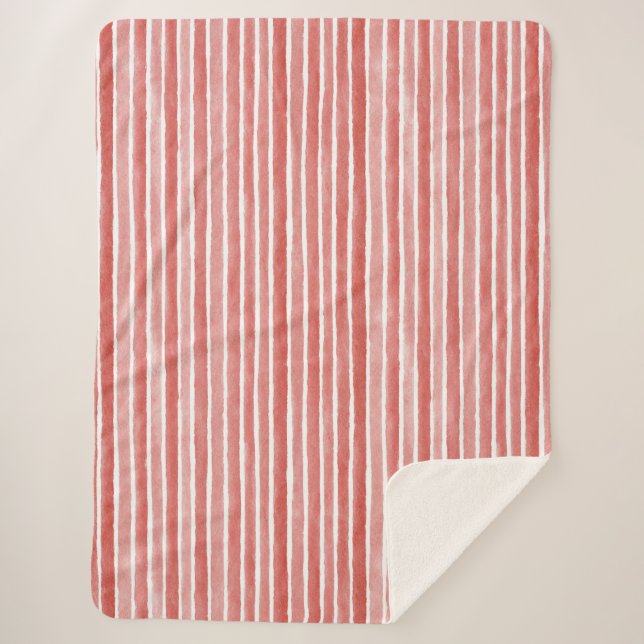 Pink Red White Cane Stripes Christmas Sherpadecke (Vorderseite)