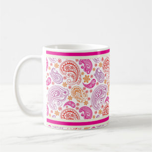 Pink Red & Yellow Paisley Design Kaffeetasse