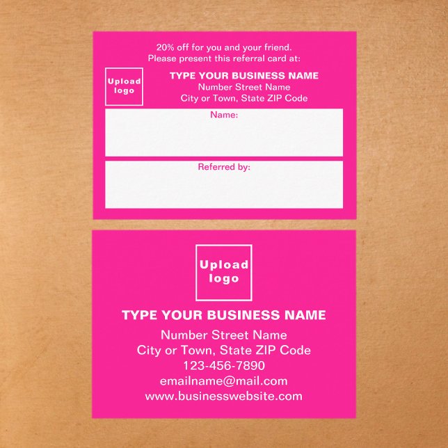Pink-Referenzkarte für das Geschäft speichern oder Empfehlungskarte (Business pink referral card for for your customers and their family, relatives or friends.)