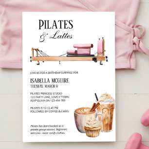 Pink Reformer Pilates und Lattes Geburtstag Einladung