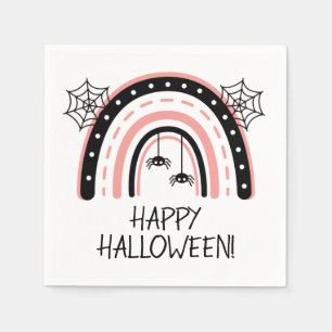 Pink Regenbogen Frohes Halloween Serviette