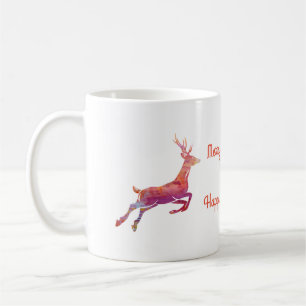 Pink Reindeer Custom Holiday Tasse