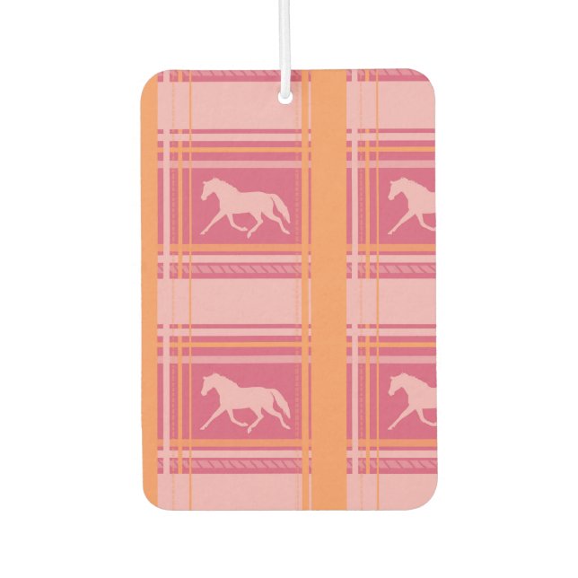 Pink Reittier Kariert Pony Pattern Autolufterfrischer (Vorderseite)