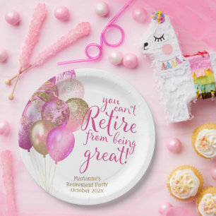 Pink Retirement Funny Zitat Pappteller