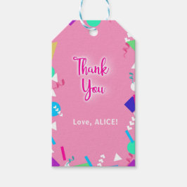 Pink Retro 80er Muster Geburtstagsgeschenktafeln Geschenkanhänger