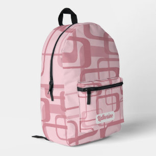 Pink Retro Abstraktes Muster Bedruckter Rucksack