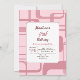 Pink Retro Abstraktes Muster Einladung