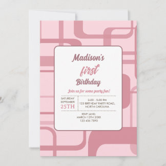 Pink Retro Abstraktes Muster Einladung