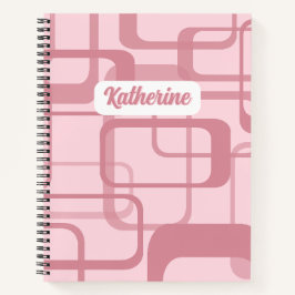 Pink Retro Abstraktes Muster Notizbuch