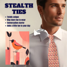 Pink Retro Bird Lover's Stealth Men's Krawatte