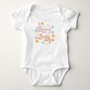 Pink Retro Blumen Groovy  Baby Strampler