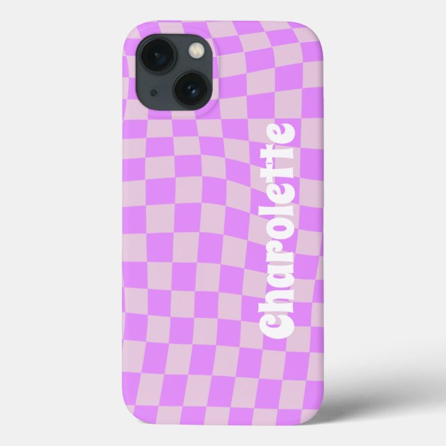 Pink retro checker pattern  Case-Mate iPhone case (Rückseite)
