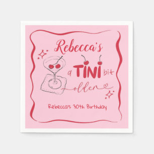 Pink Retro Cherry Tini Bit Älteres Papier Napkin Serviette