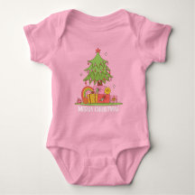 Pink Retro Christmas Tree Baby Girl
