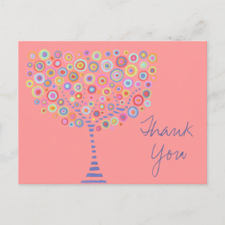 Pink Retro Circle Tree Danke Taufe Postkarte