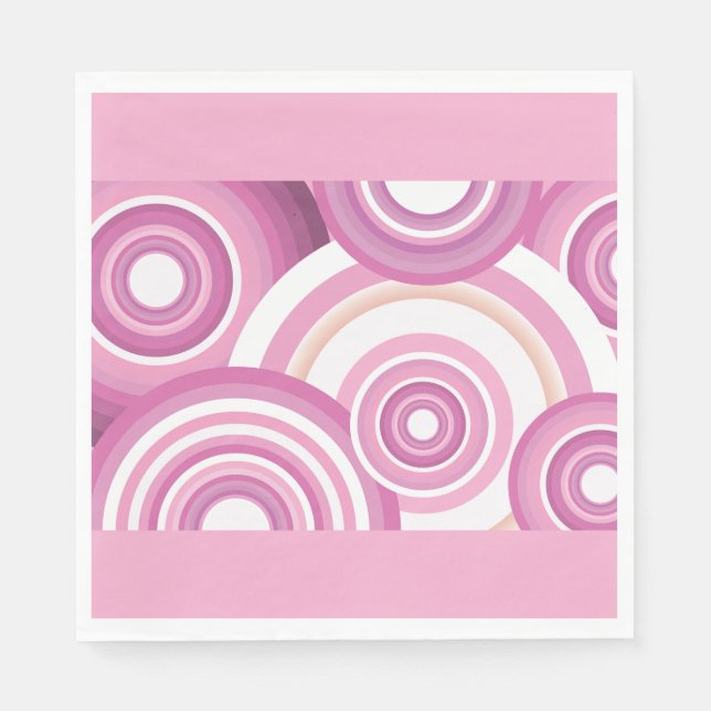 Pink Retro Circles Pattern Serviette (Vorderseite)