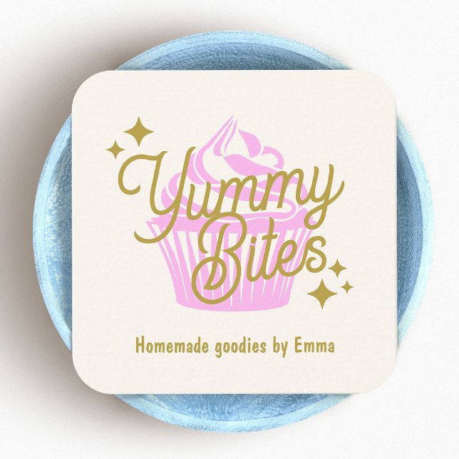 Pink Retro Cupcake Baker Quadratische Visitenkarte (Von Creator hochgeladen)