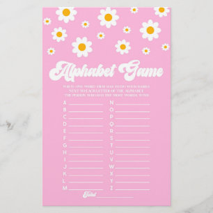 Pink Retro Daisy Alphabet Baby Showspiel Briefpapier
