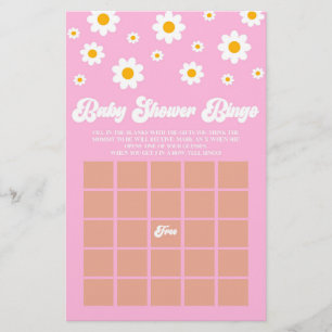 Pink Retro Daisy Bingo Baby Showspiel Briefpapier