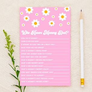 Pink Retro Daisy, der Mommy Baby Shower Game kennt Briefpapier