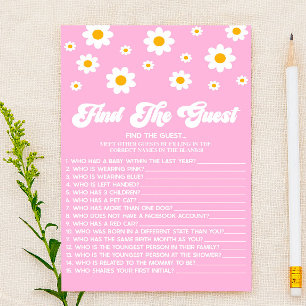 Pink Retro Daisy Finden Sie das Baby Duschspiel Briefpapier