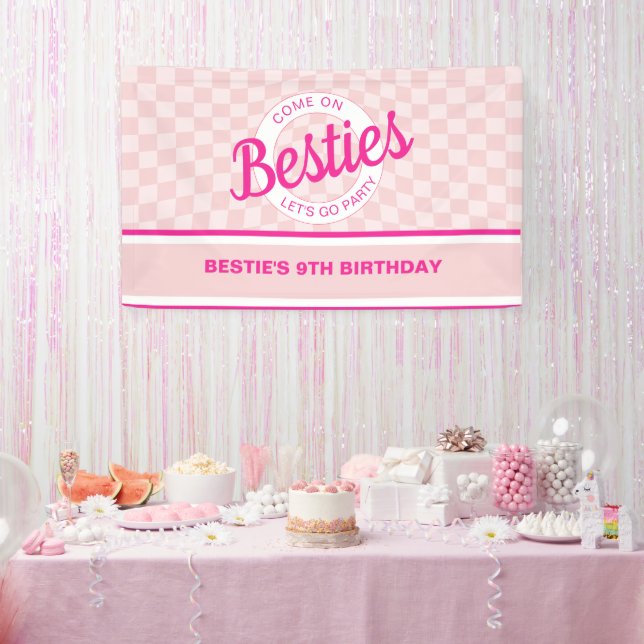 Pink Retro Doll Lasse Geburtstag Go Party Banner (Party)