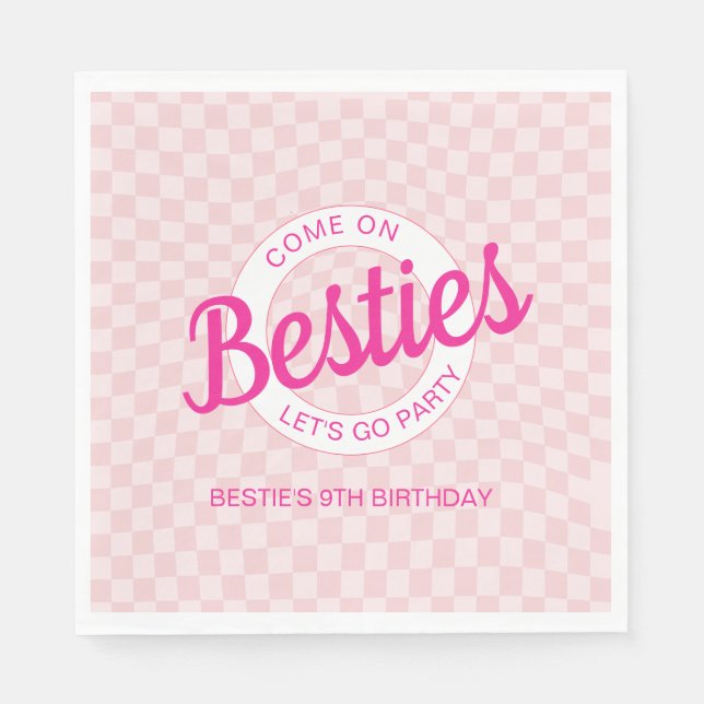 Pink Retro Doll Lasse Geburtstag Go Party Serviette (Vorderseite)