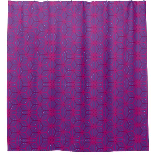 Pink retro geometric pattern  duschvorhang (Vorderseite)