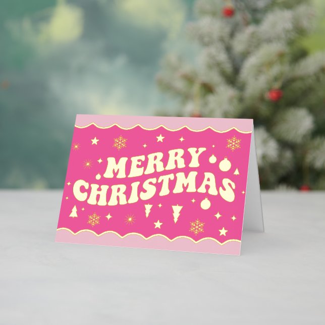 Pink Retro Groovy Merry Christmas (Feiertag In Situ)