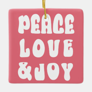 Pink Retro Groovy Peace Liebe Joliday Foto Keramikornament