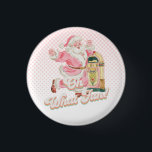 Pink Retro Groovy Santa Claus-Oh Was Spaß Party<br><div class="desc">Fügen Sie Ihrem Party mit diesem rosa Retro Groovy Santa Claus "Oh What Fun" Party Button ein paar Retro-Feiertage-Fröhlichkeit hinzu! Dieser festliche Knopf zeigt einen fröhlichen, Vintagen Weihnachtsmann und eine fröhliche "Oh What Fun"-Nachricht in einer zauberhaften rosa und aquamarinen Farbpalette. Es ist das perfekte Accessoire für die Gäste, das als...</div>