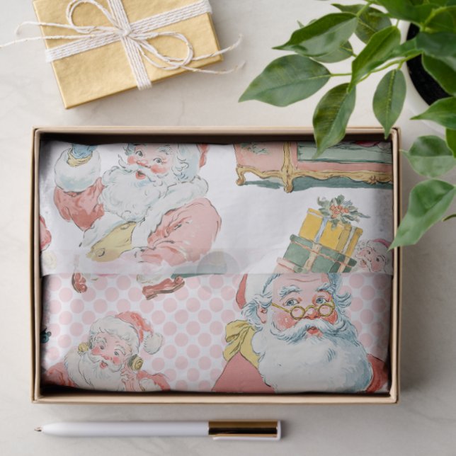 Pink Retro Groovy Weihnachten Seidenpapier (Geschenk)