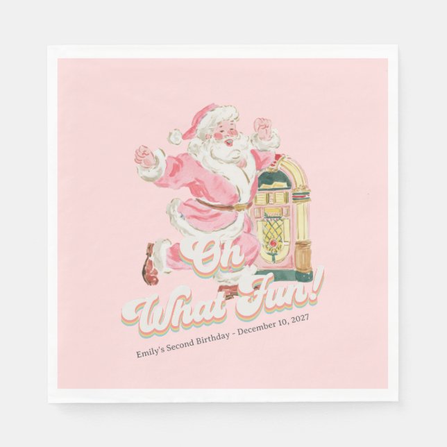 Pink Retro - Groovy Weihnachtsfeier Serviette (Vorderseite)