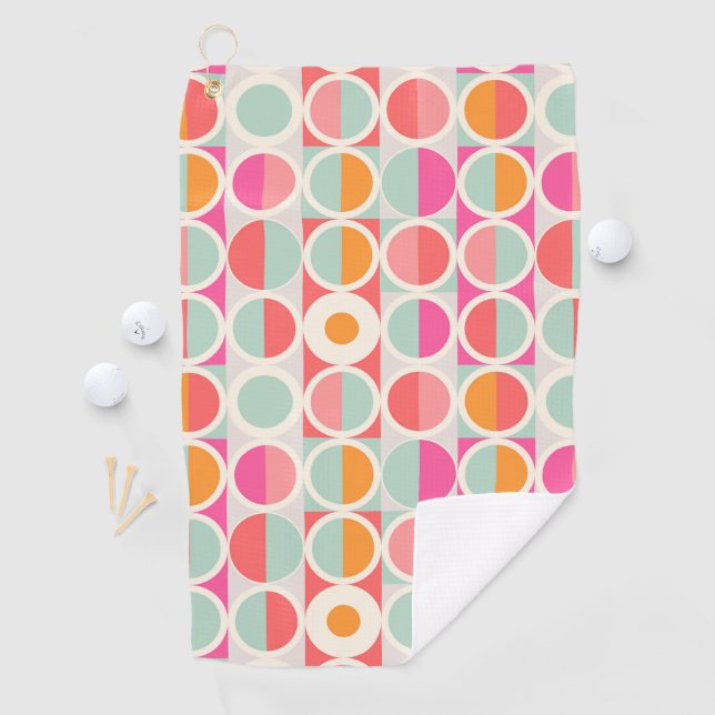 Pink-Retro Kreis-Muster Golfhandtuch (Insitu)
