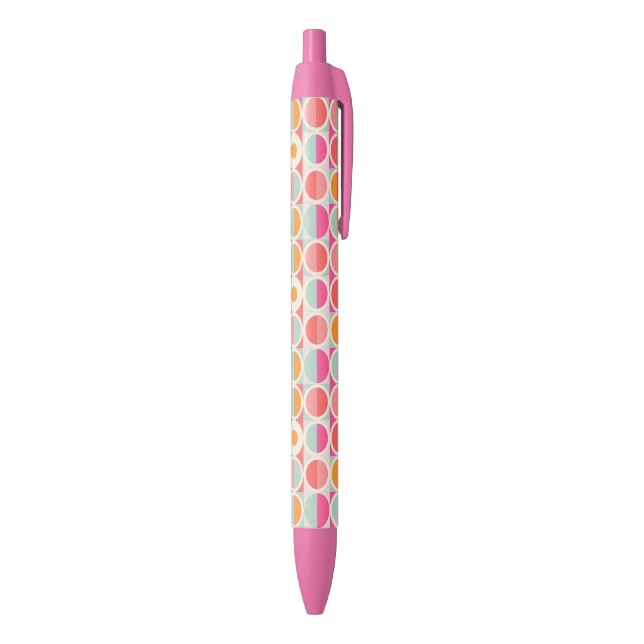 Pink-Retro Kreis-Muster Kugelschreiber (Unterseite (Vertikal))