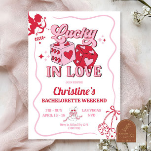 Pink Retro Lucky Liebe Vegas Bachelorette Einladung