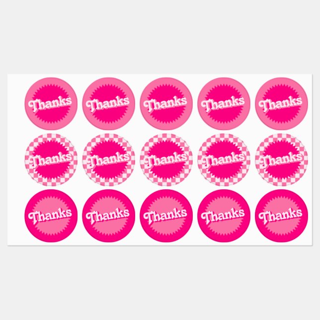 Pink Retro Malibu Seal | Etiketten (Blatt)