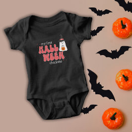 Pink Retro Mein erstes Halloween mit Niedlichem Ge Baby Strampler