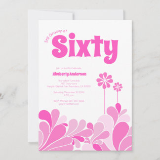 Pink Retro Mid-Century Sixty Birthday Einladung