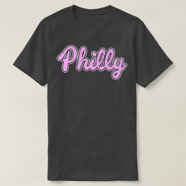 Pink Retro Philly Script Throwback Philly Fan Favo T-Shirt (Design vorne)