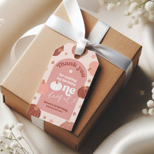 Pink Retro Pumpkin 1. Geburtstag Danke Tag Geschenkanhänger