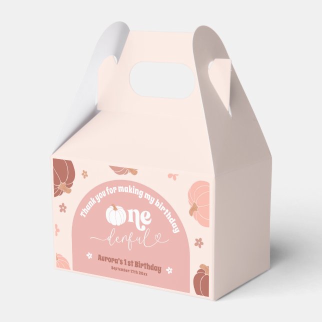 Pink Retro Pumpkin First Birthday Favor Boxes Geschenkschachtel (Vorderseite)