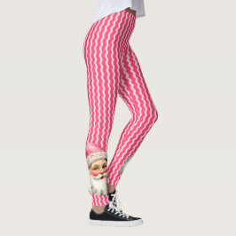 Pink Retro Santa Claus Pink Ric Rac Weihnachten Leggings