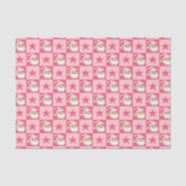 Pink Retro Santa Claus Pink Tartan Karierte Weihna Seidenpapier