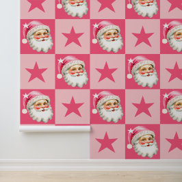 Pink Retro Santa Claus Pink Tartan Karierte Weihna Tapete