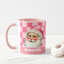 Pink Retro Santa Claus Pink Tartan Karierte Weihna